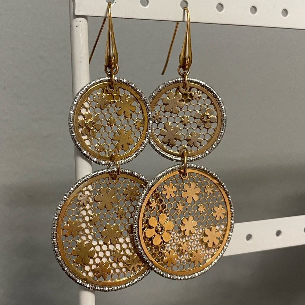 Stroili rose gold and silver earrings